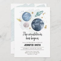 Outer Space Planets Boy Baby Shower Invitation