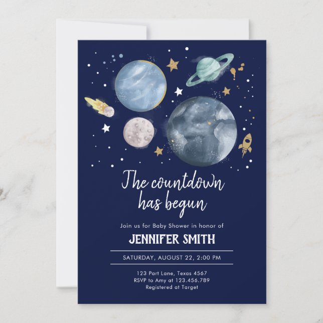 Outer Space Planets Boy Baby Shower Invitation (Front)