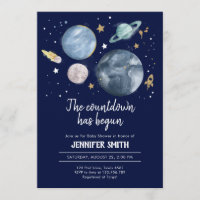 Outer Space Planets Boy Baby Shower Invitation