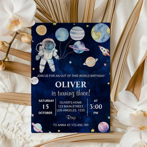 Outer Space Planets Boy Birthday Invitation