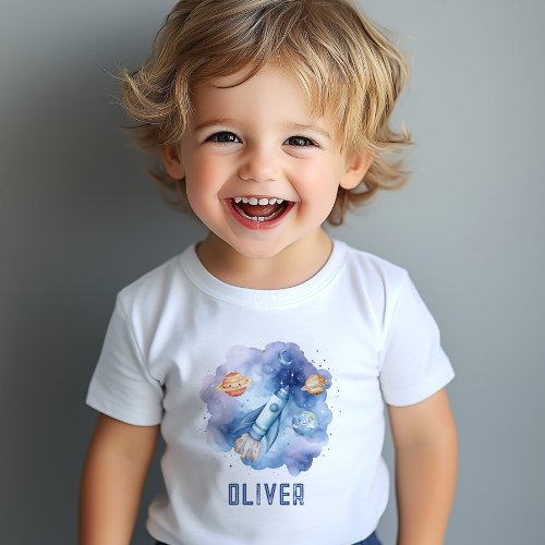 Outer Space planets Boy birthday party Baby T_Shirt