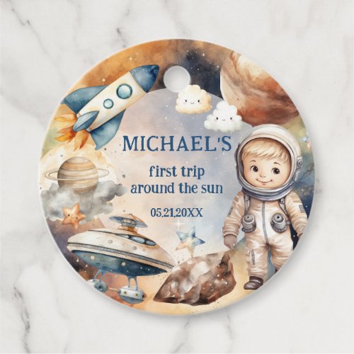 Outer Space Planets Boy First Birthday Favor tags