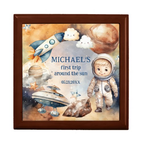 Outer Space Planets Boy First Birthday gift box