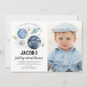 Outer Space Planets Boy First Birthday Invitation (Front)