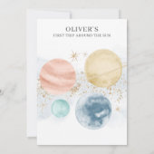 Outer Space Planets Boy First Birthday Invitation (Back)