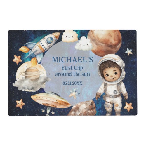 Outer Space Planets Boy First Birthday  Placemat