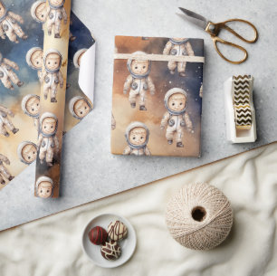 Outer Space Planets Boy First Birthday Wrapping Paper