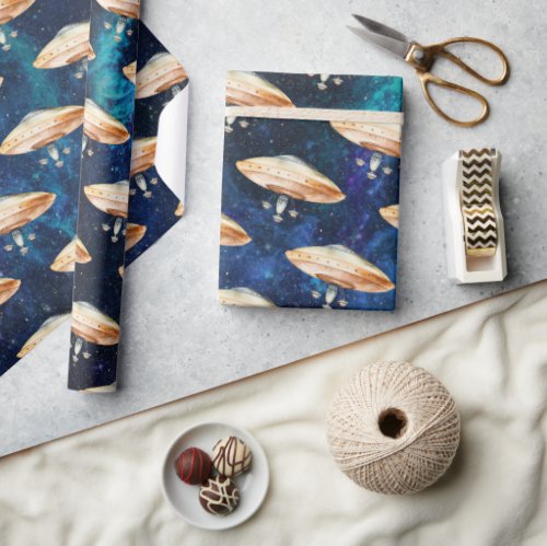 Outer Space Planets Boy First Birthday Wrapping Wrapping Paper