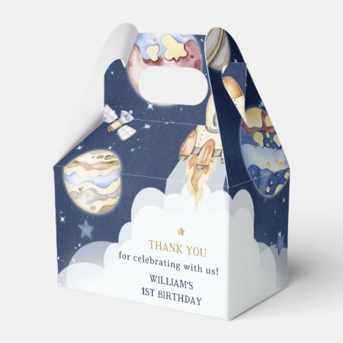 Outer Space Planets Boy Galaxy First Trip Birthday Favor Boxes