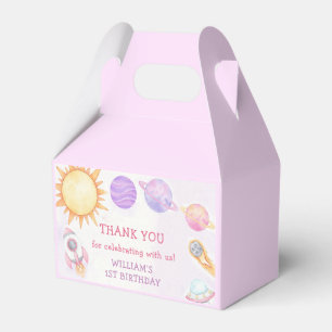 Outer Space Planets Boy Galaxy First Trip Birthday Favor Boxes