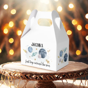 Outer Space Planets Boy Galaxy First Trip Birthday Favor Boxes