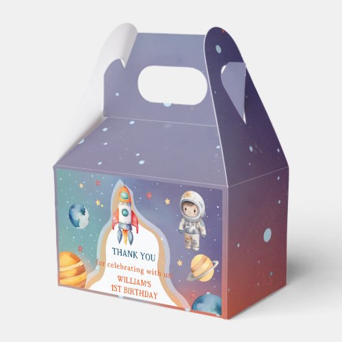 Outer Space Planets Boy Galaxy First Trip Birthday Favor Boxes