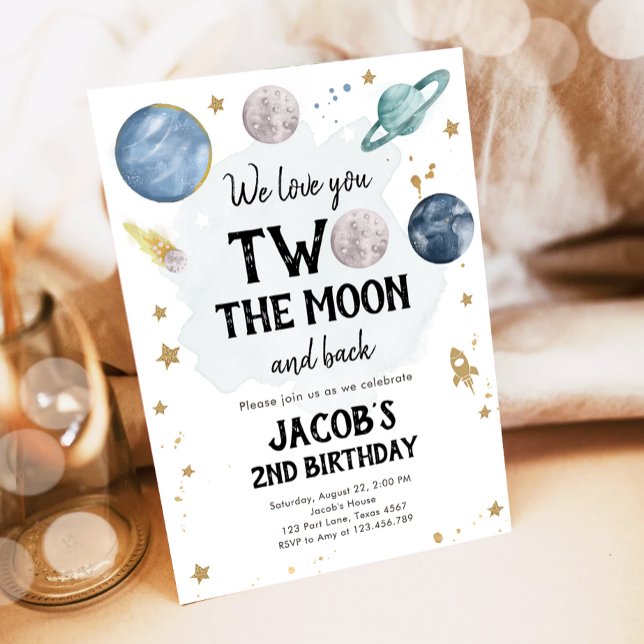 Outer Space Planets Boy Second Birthday Invitation (Creator Uploaded)