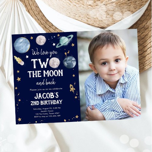 Outer Space Planets Boy Second Birthday Invitation