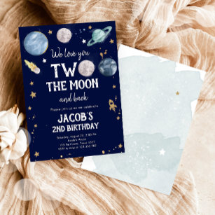 Outer Space Planets Boy Second Birthday Invitation