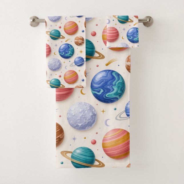 Outer Space Planets Boy's Towel Set (Insitu)