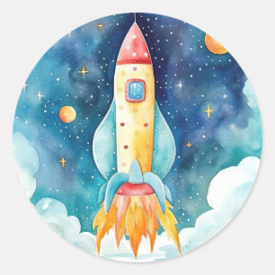 Outer Space Planets First Birthday Classic Round Sticker
