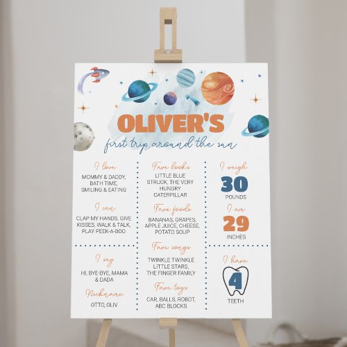 Outer Space Planets First Birthday Milestone Sign
