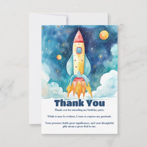 Outer Space Planets First Birthday  Thank You Card