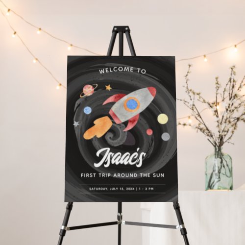 Outer Space Planets First Birthday Welcome Sign