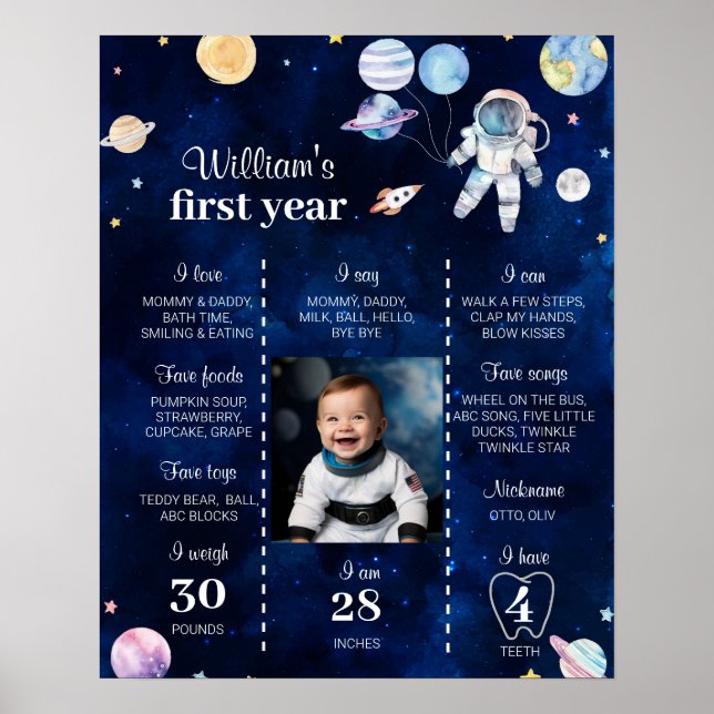 Outer Space Planets Galaxy Birthday Milestone Sign