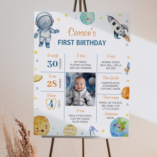 Outer Space Planets Galaxy Birthday Milestone Sign