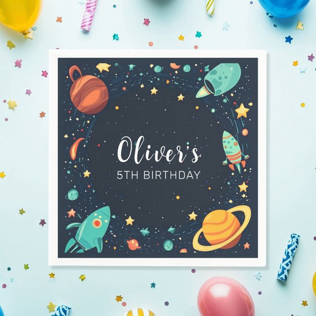 Outer Space Planets Galaxy Birthday  Napkins (Creator Uploaded)