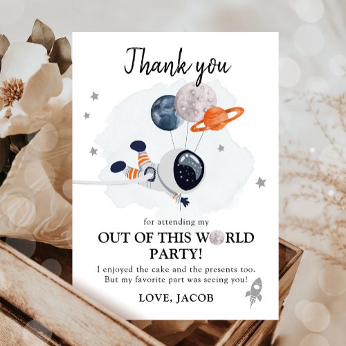 Outer Space Planets Galaxy Boy Thank You Card