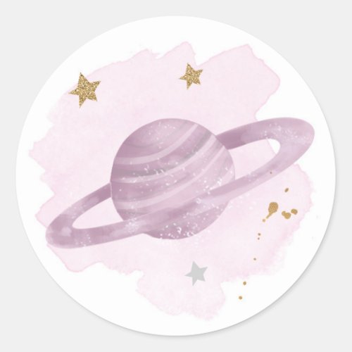 Outer Space Planets Galaxy Favor Gift Cupcake Classic Round Sticker