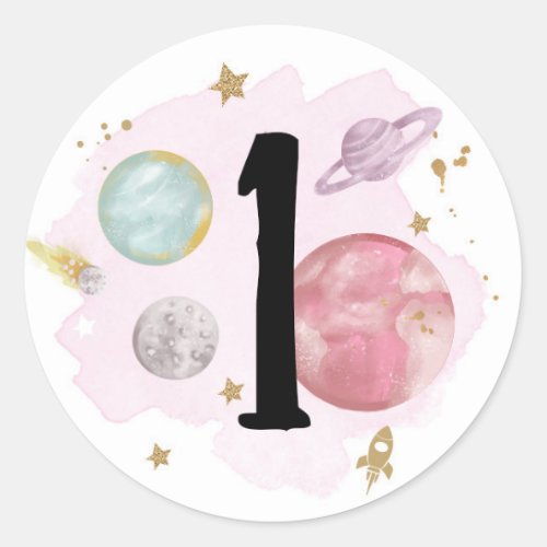 Outer Space Planets Galaxy Favor Gift Cupcake Classic Round Sticker