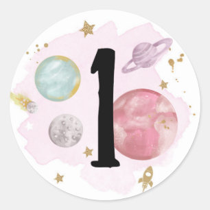 Outer Space Planets Galaxy Favor Gift Cupcake Classic Round Sticker