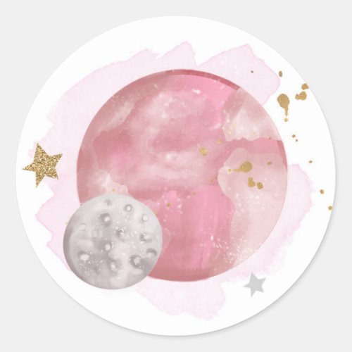 Outer Space Planets Galaxy Favor Gift Cupcake Classic Round Sticker