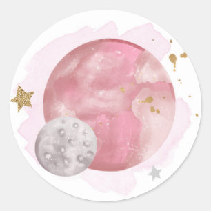 Outer Space Planets Galaxy Favor Gift Cupcake Classic Round Sticker