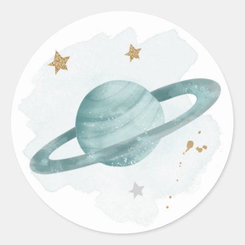 Outer Space Planets Galaxy Favor Gift Cupcake Classic Round Sticker