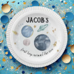 Outer Space Planets Galaxy Gold Blue Boy Birthday Paper Plates<br><div class="desc">Wonderful Paper Plates in Outer Space Planets theme!</div>