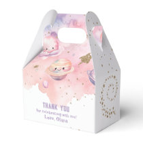 Outer Space planets Pink girl birthday Favor Boxes