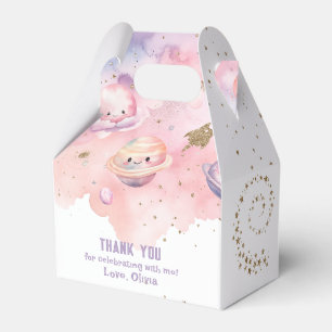 Outer Space planets Pink girl birthday Favor Boxes