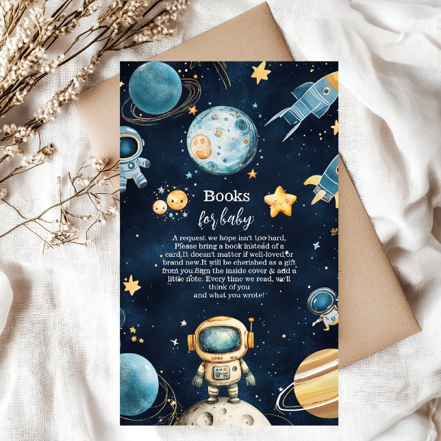 Outer Space Planets Rocket Navy  Books for Baby Enclosure Card (Creator Uploaded)