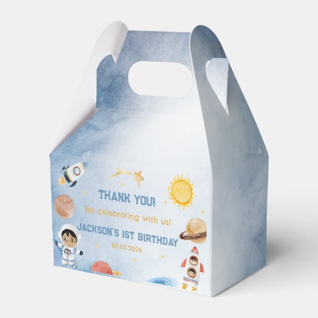 Outer Space Planets & Rocket Ship Birthday Party  Favor Boxes (Front Side)