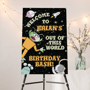 Outer Space Planets Rocket Ship Birthday Sign