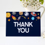 Outer Space Planets Rocket Ship Spaceship Blue Thank You Card