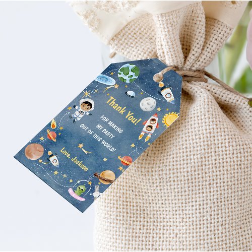 Outer Space Planets Rocket Ship Thank you Gift Tag