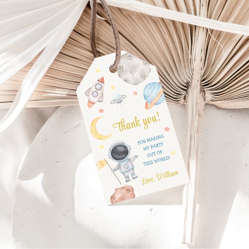 Outer Space Planets Rocket Ship Thank you Gift Tags