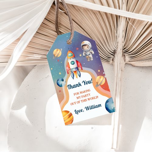 Outer Space Planets Rocket Ship Thank you Gift Tags