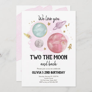 Outer Space Planets Second Birthday Invitation