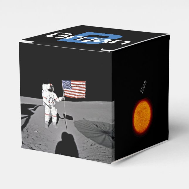 Outer Space Planets ,Shepard Moon Landing, Favor Boxes (Front Side)