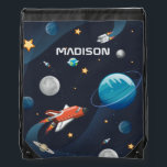 Outer Space Planets Shuttle Personalized Pattern Drawstring Bag<br><div class="desc">Cute space travel drawstring bag you can add a name to make it personal. Check out the other items in this collection below like the duvet cover to match this cool backpack. Add the name by clicking on the "Personalize" link above</div>