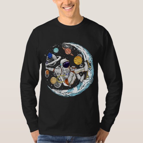 Outer Space Planets Skater Moon Skateboarder Astro T_Shirt