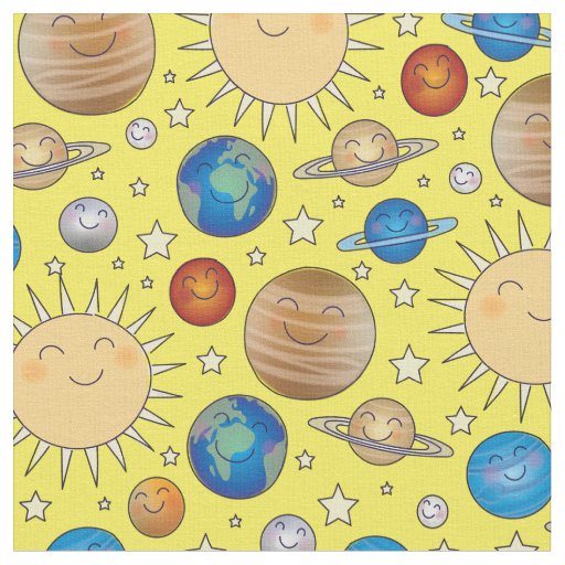 Outer Space Planets Solar System Fabric