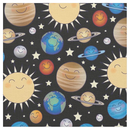 Outer Space Planets Solar System Fabric